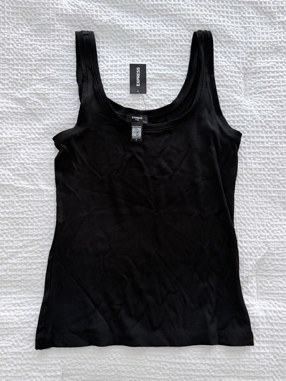 NWT Express Black Ribbed Scoop Tank Top